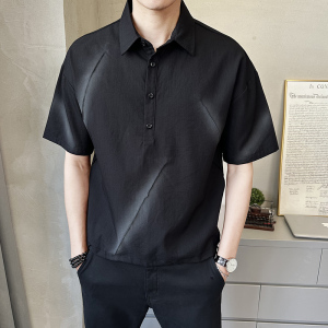 夏季新款男士做旧中袖衬衫时尚百搭休闲衬衣薄款上衣C5272-P58图片