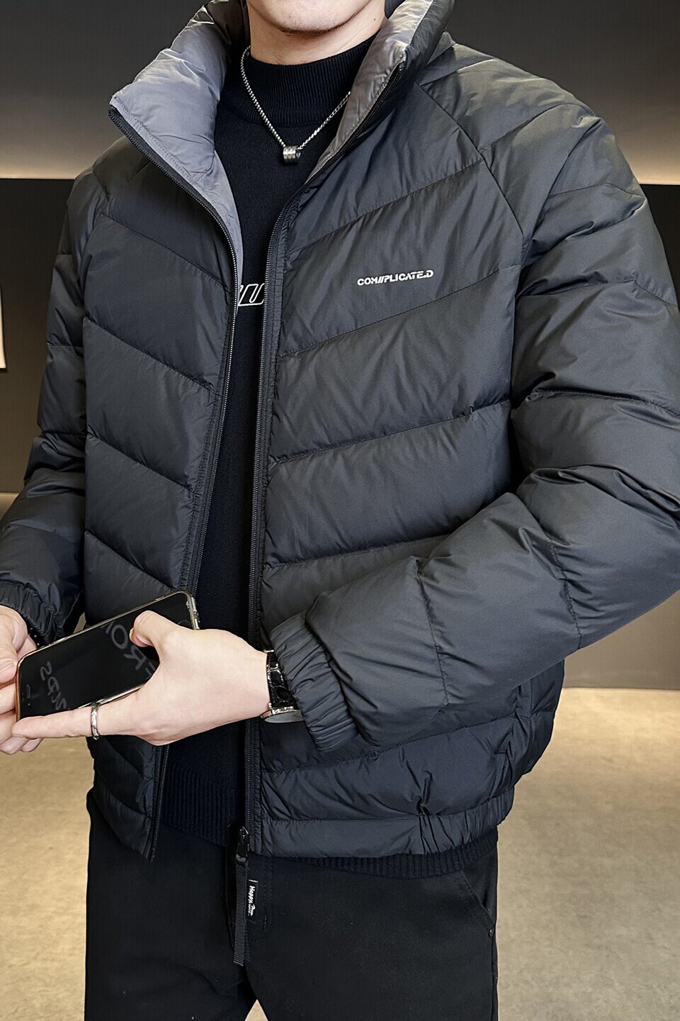 标轻薄排骨羽绒服男冬季潮流立领短款外套男士夹克Y8605-P160,男装夹克,电商A239