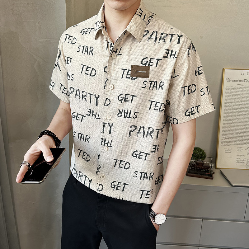 男士短袖衬衫夏季新款时尚百搭休闲衬衣薄款上衣C500-P68,男装衬衫,电商A239