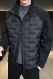 针织拼接加厚羽绒服男装短款冬季新款立领羽绒保暖外套Y929-P155，男装羽绒服，电商A239