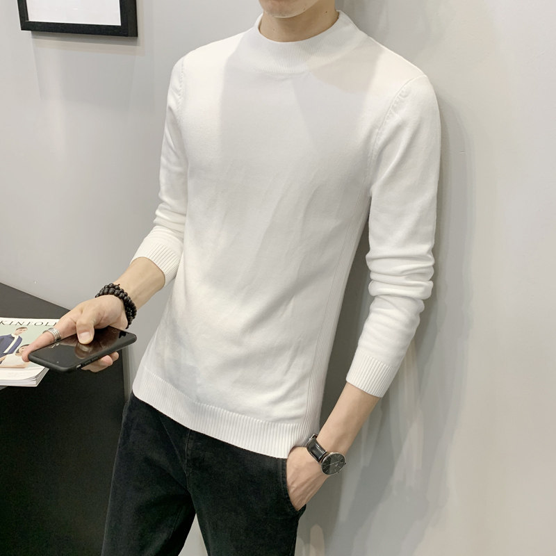秋冬纯色半高领套头毛衣男士时尚休闲百搭中领针织衫毛衫P38,男装针织衫/毛衣,电商A239