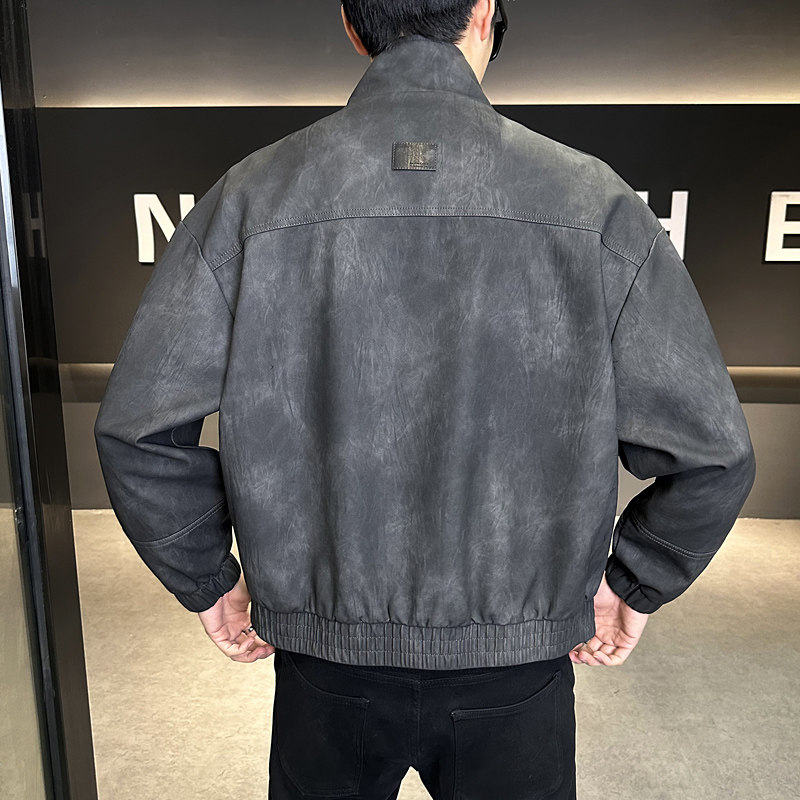 春季新款皮衣外套男士立领休闲时尚帅气机车皮褂子痞帅P881-P165,男装皮衣,电商A239