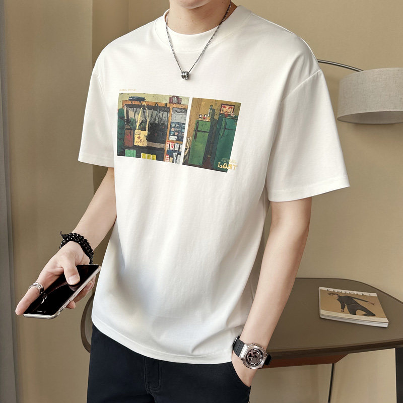 夏季新款时尚男士短袖t恤休闲圆领半袖体恤青年百搭上衣T8915-P55,男装T恤,电商A239