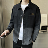 春季牛仔条纹衬衫外套休闲长袖上衣C520-P110，男装夹克，电商A239