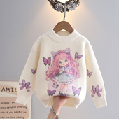 甜美洋气加厚打底衫 针织衫 儿童 蝴蝶图2025秋冬新款 女童毛衣冬季