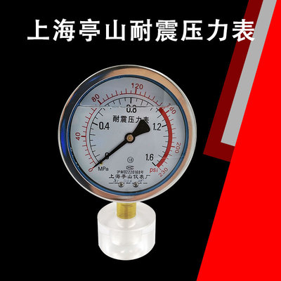 耐震压力表yn100防震有油表上海亭山径向M20真空负压表液压水油压