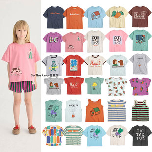 26年夏季BC新款男女童可爱卡通印花短袖T恤儿童纯棉上衣背心