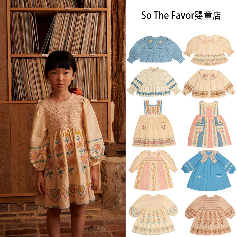 2025秋冬AP系列儿童连衣裙女童复古高定重工打揽刺绣花公主裙