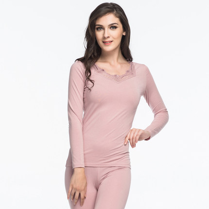 雪竹内衣新品秋衣秋裤棉莫代尔基础打底情侣保暖套装w16030