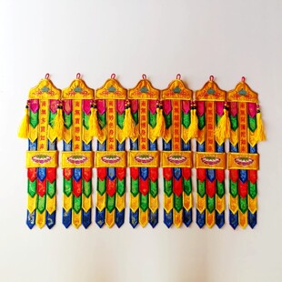 刺绣工艺品 佛具绣品 寺庙挂幡 七宝如来七佛小彩幡 佛堂五色经幡