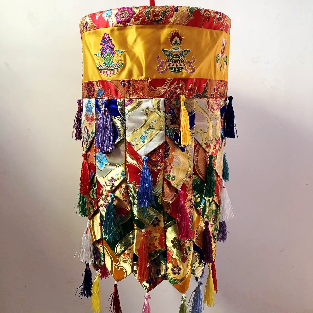 藏式绣八吉祥幢幡佛具用品 绣八宝金莲花胜利幢幢幡宝盖吊幡挂幡