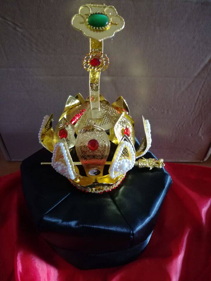 文化用品道帽铜莲花冠如意龙簪珍珠装饰一顶 搭配道士帽 六角帽