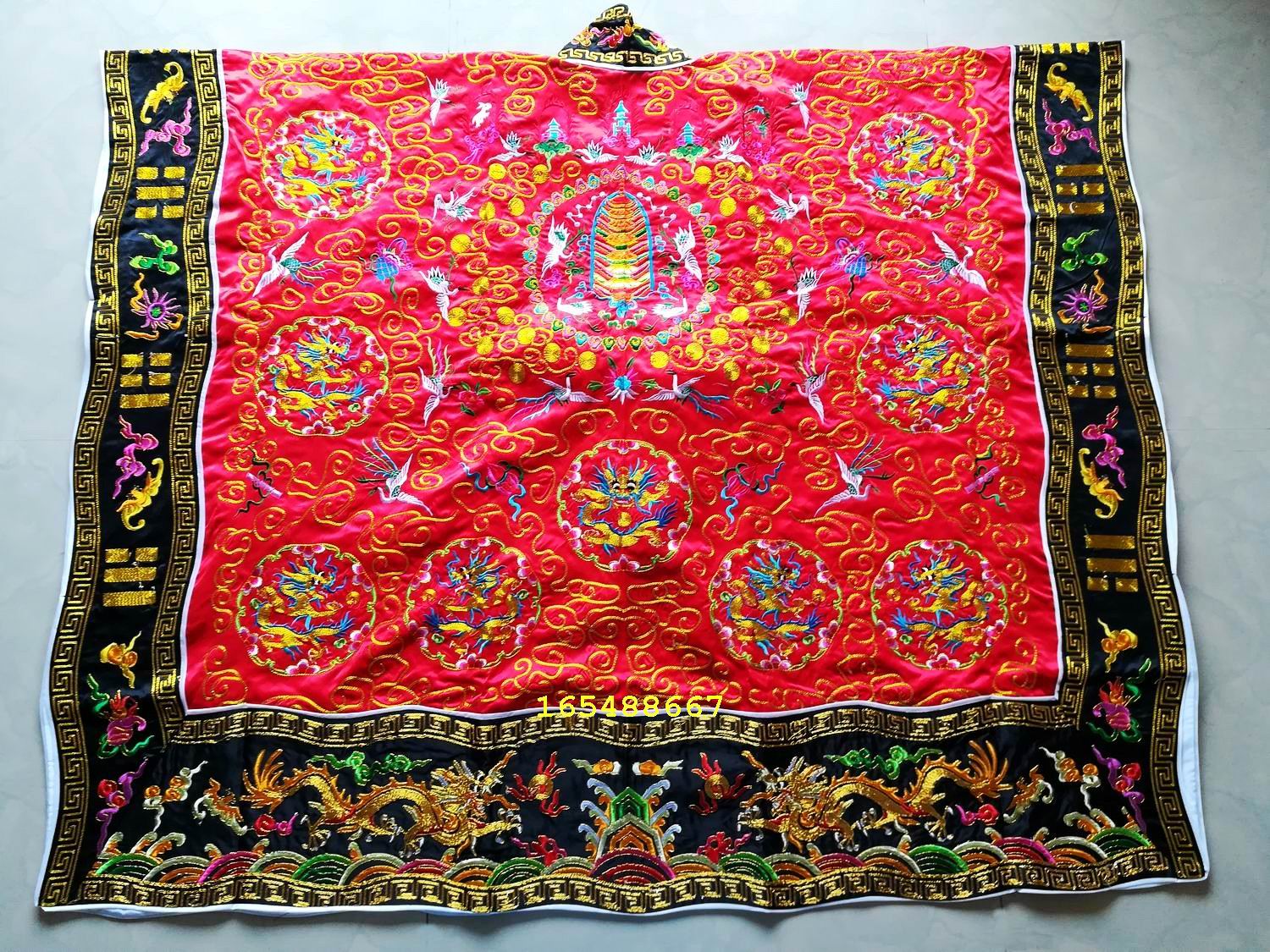 法衣 道袍 道士服 双龙法衣双龙降衣高功法衣全金丝九龙法衣 红色