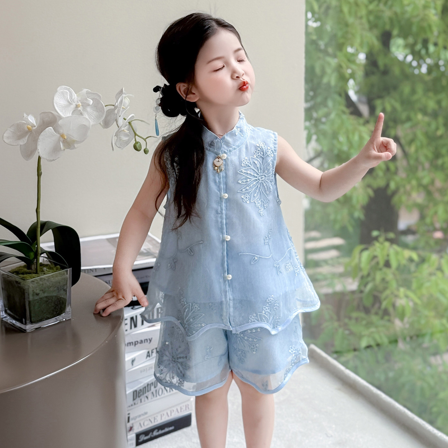 女童夏装套装2025新款夏季女宝宝时尚新中式套装儿童时尚两件套潮,童装/婴儿装/亲子装,套装,淘宝优惠券,粉丝福利购,淘宝优惠卷