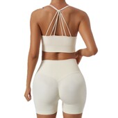 挂脖健身高强度运动内衣女文胸吊带瑜伽内衣背心女带胸垫外穿美背