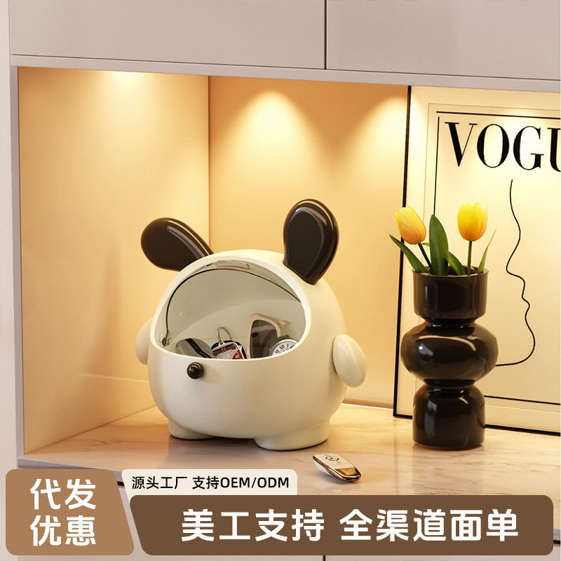 入户玄关收纳盒门口钥匙摆件置物架翻盖透明桌面台面杂物储物收纳图片