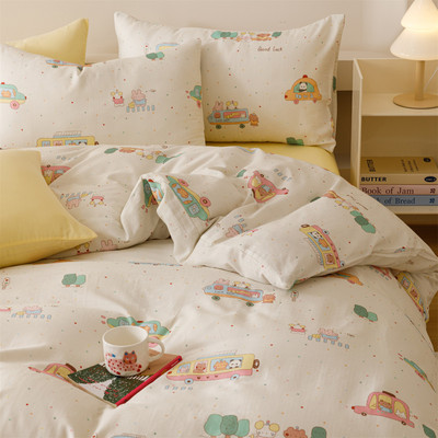 儿童房纯棉双层纱可爱四件套