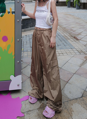 175高个子加长今年很火的皱皱速干降落伞氧气裤海里同款工装裤秋