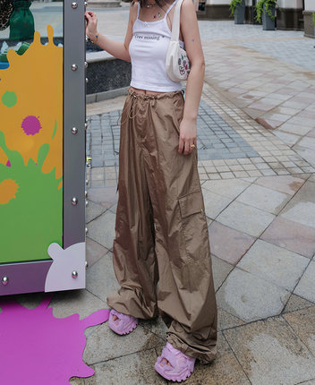 175高个子加长今年很火的皱皱速干降落伞氧气裤海里同款工装裤秋