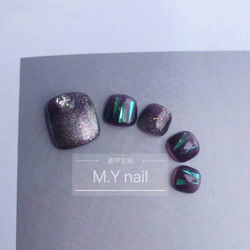 紫色星空感脚款纯手工穿戴甲片