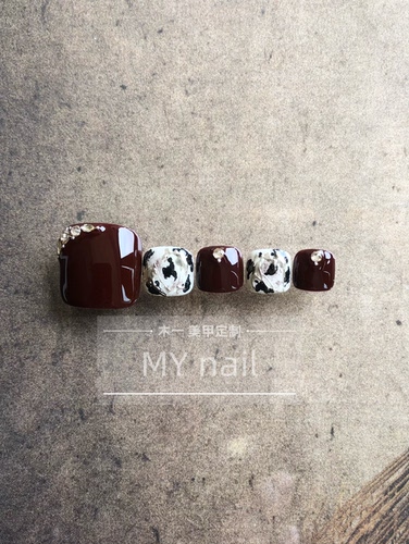 【M.Y nail 】脚趾纯手工穿戴甲深车厘子红显白春夏美甲脚甲
