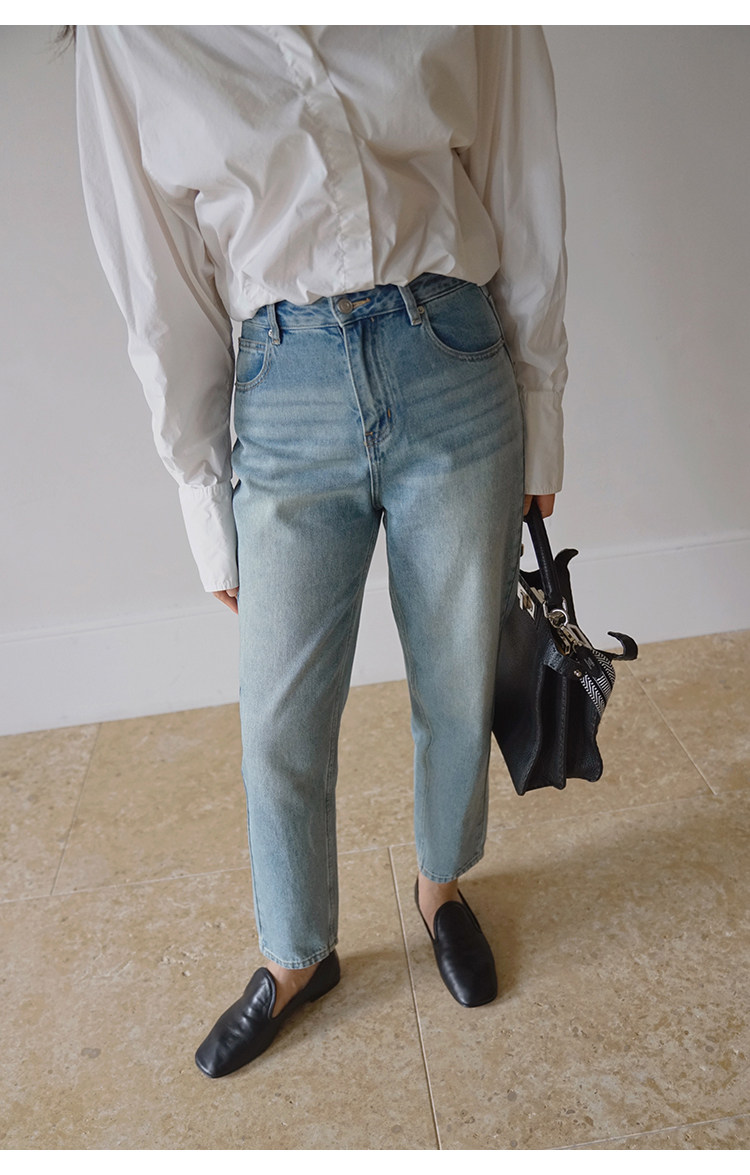 maze studios  斜纹全棉牛子裤 显瘦蓝色柔软牛仔裤