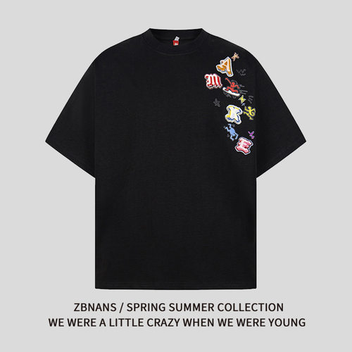 美式复古趣味立体感印花短袖T恤男女2026夏季情侣宽松慵懒上衣