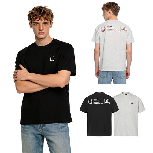 男装 战马骑士印花美式复古圆领正肩短袖现货短袖t恤男26夏季