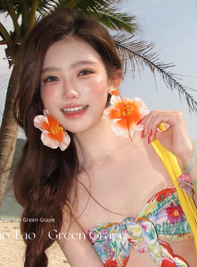 海边度假风橙色大花朵耳环女2026新款夸张独特漂亮高级感耳钉耳饰
