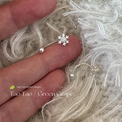 999足银圣诞雪花耳钉2024年新款