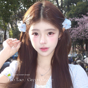 超仙蓝色花朵小号抓夹女2026巨好看海边度假风边夹侧边头花发夹饰