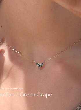 好看精致银色超闪锆爱心吊坠细项链女高级感轻奢小众钛钢锁骨颈链