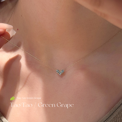 好看精致银色超闪锆爱心吊坠细项链女高级感轻奢小众钛钢锁骨颈链