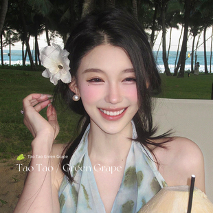 白色蝴蝶兰花朵发夹女2025新款边夹侧边刘海夹仿真花头饰海边度假