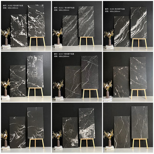 哑光奢石瓷砖600*1200深色防滑黑色地砖餐厅奶茶店卫生间会所网红