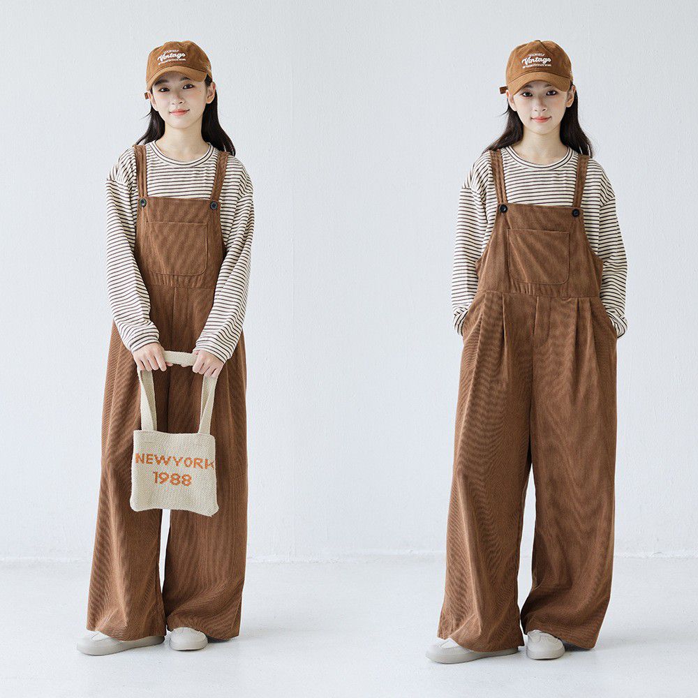 女童背带裤春秋季灯芯绒长裤子