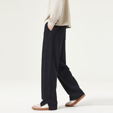 7号仓库昱本男装2026春季新款男宽松直筒开叉休闲裤卫裤