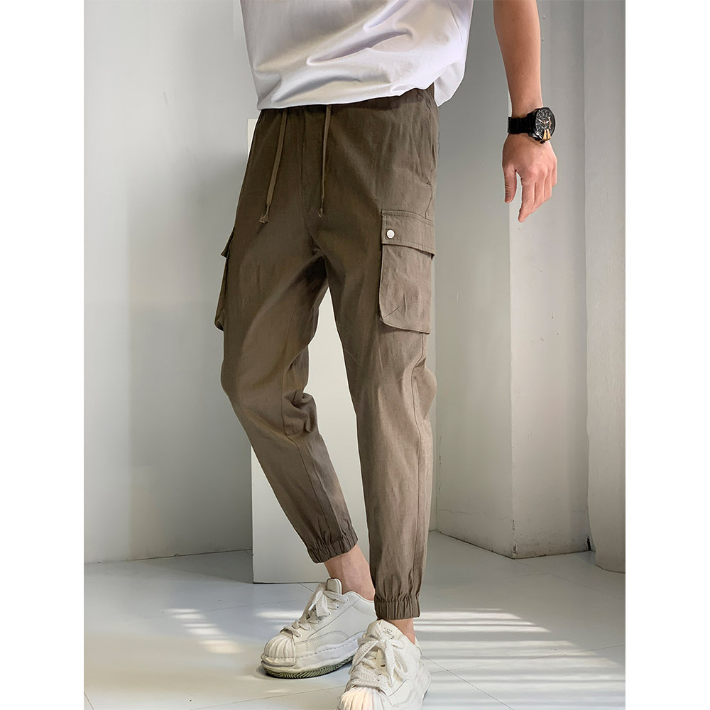 7号仓库九分裤工装裤苎麻