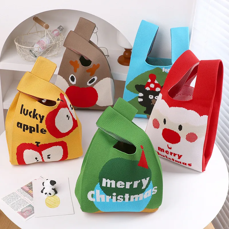 圣诞节平安夜针织手拎包可定制