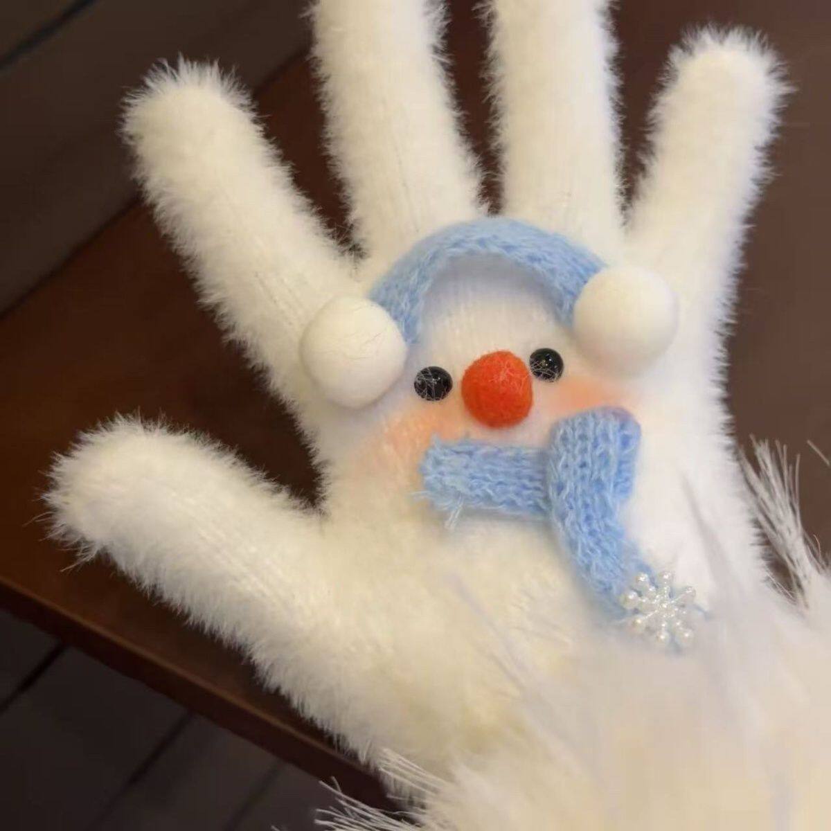 小红书同款蓝色耳罩雪人围巾手套毛绒可爱少女保暖秋冬骑行,自行车/骑行装备/零配件,自行车手套,淘宝优惠券,粉丝福利购,淘宝优惠卷