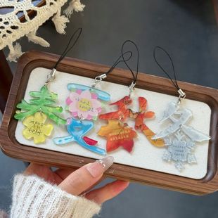 新款四季春夏秋冬文字挂件亚克力创意钥匙扣幸运情侣小礼物吊饰品