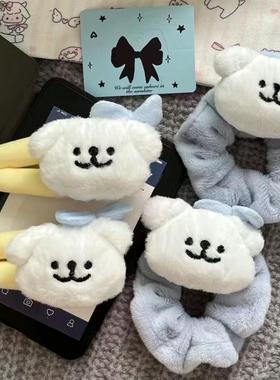 蓝色蝴蝶线条狗发圈甜美少女侧边BB夹网红百搭马尾头绳卡通发饰