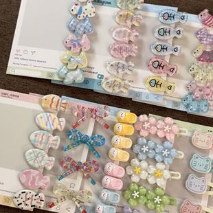 可爱图案清透发夹亮晶晶夏日拖鞋清透小鱼刘海夹卡通少女头饰女