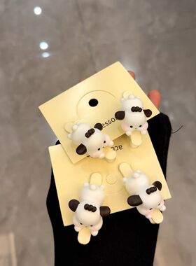 自制ins小狗白色鸭嘴可爱趴狗发夹少女日系学生甜美海边头饰