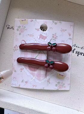 安可拉红可爱红色樱桃发夹刘海侧边鸭嘴发饰发卡新款头饰网红通用