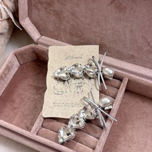 爱心水钻发夹亮晶晶闪钻一字夹边夹侧边夹大号鸭嘴夹发饰刘海夹