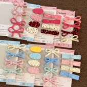 奶蓝韩系简约椭圆波点粉色鸭嘴ins春夏蝴蝶结百搭海边夹小众头饰