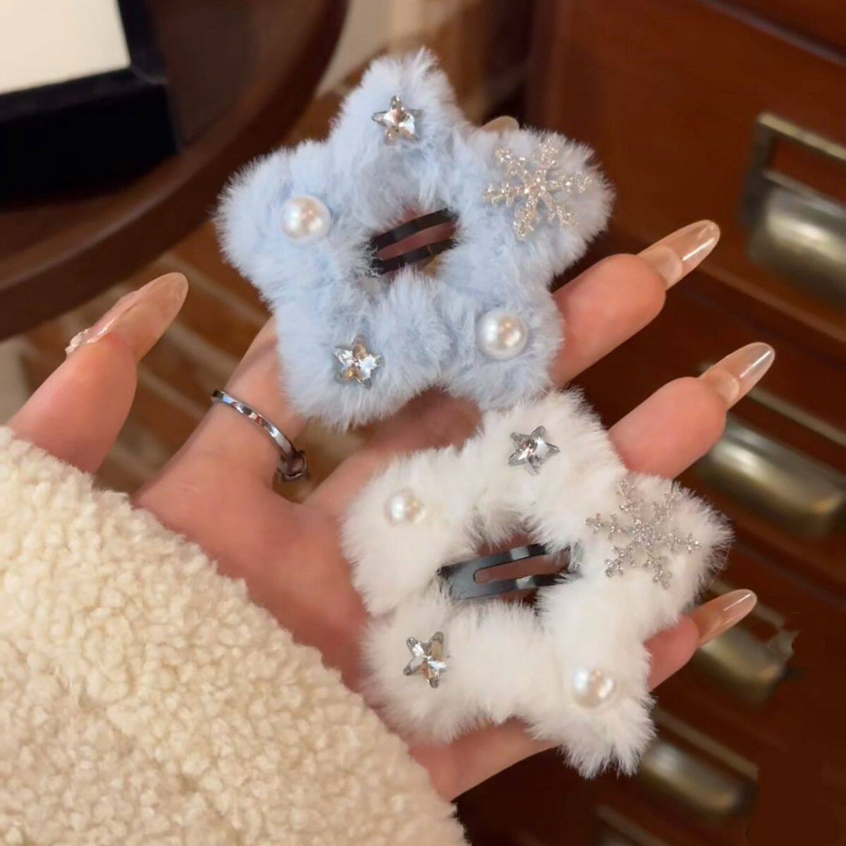 冬日秋冬氛围新款毛绒星星发夹甜美雪花可爱刘海侧边韩系发卡发饰,饰品/流行首饰/时尚饰品新,发饰,淘宝优惠券,粉丝福利购,淘宝优惠卷