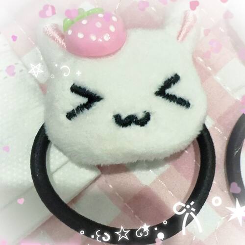 可爱草莓小兔子头绳软萌萝莉少女甜妹发饰洛丽塔毛绒头饰学生发圈