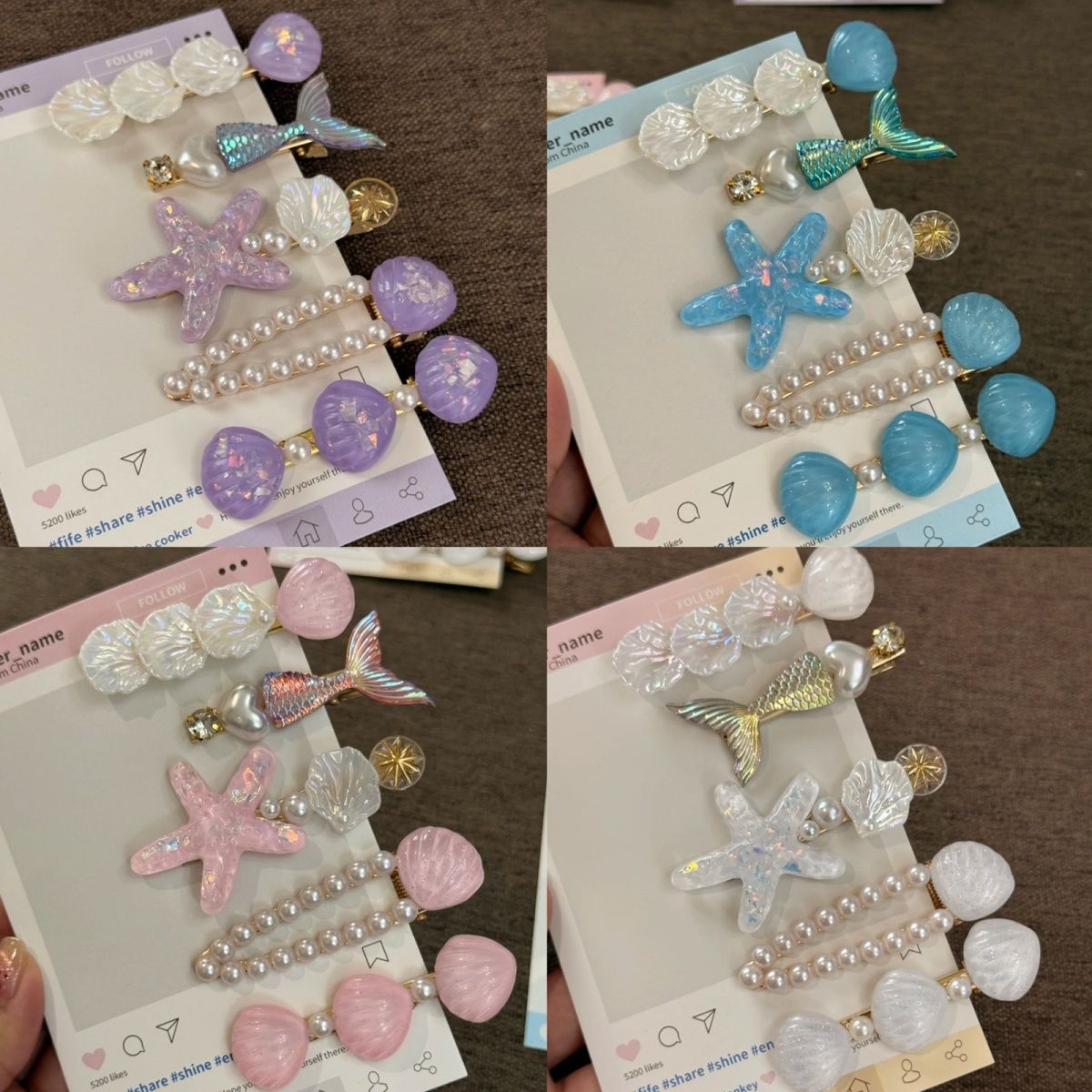 夏季发夹贝壳发卡海洋系列发夹海星发饰珍珠刘海侧边夹子可爱
